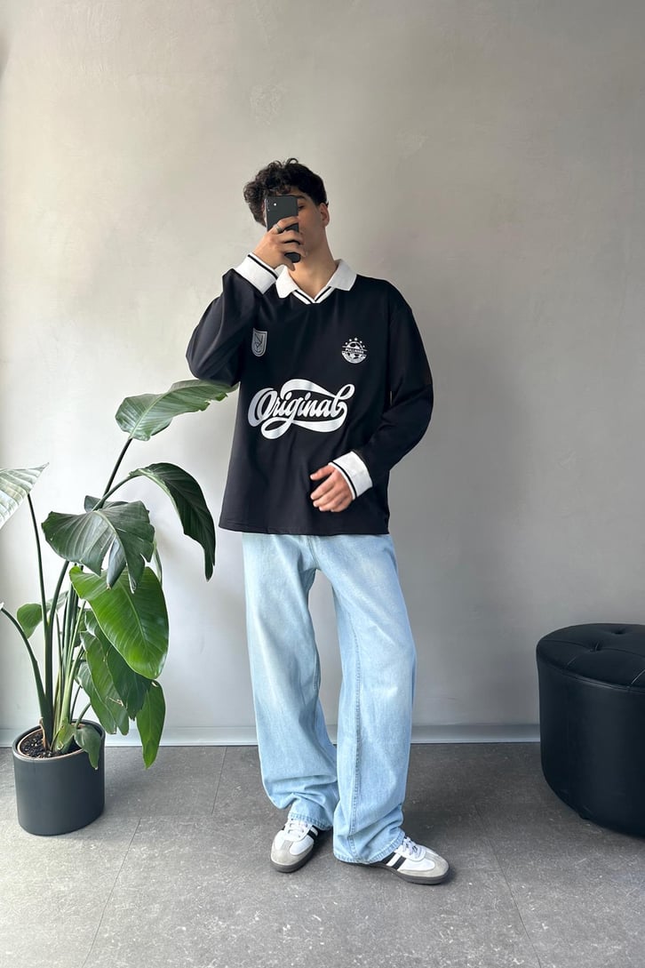 Original Baskılı Polo Yaka Sweatshirt
