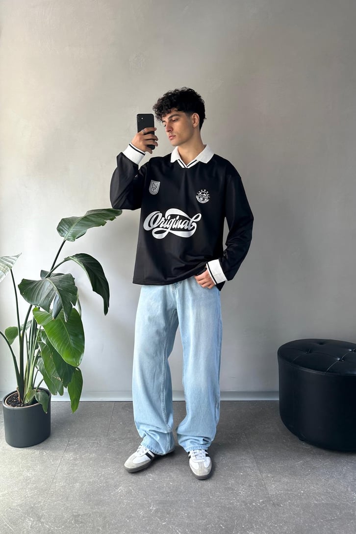 Original Baskılı Polo Yaka Sweatshirt