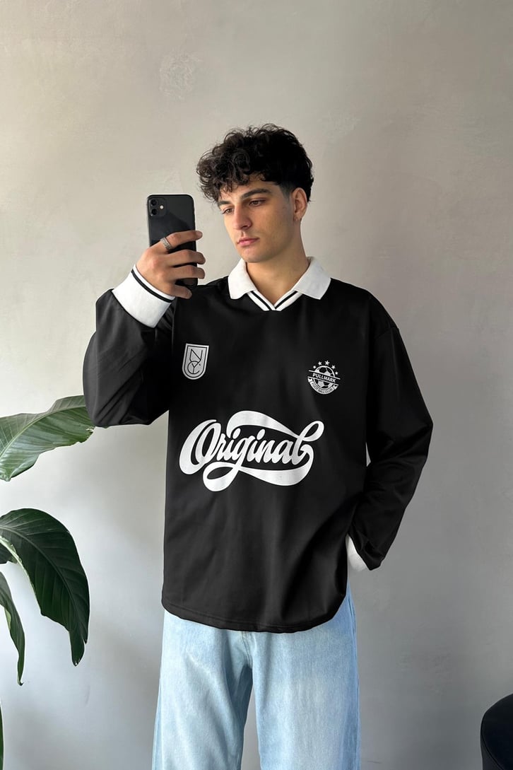 Original Baskılı Polo Yaka Sweatshirt