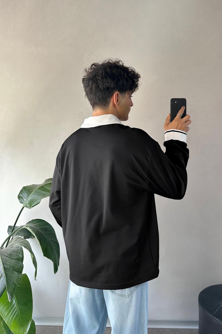 Original Baskılı Polo Yaka Sweatshirt