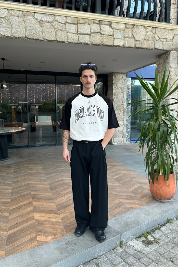 Orlando Florida Baskılı Reglan Kol Tişört