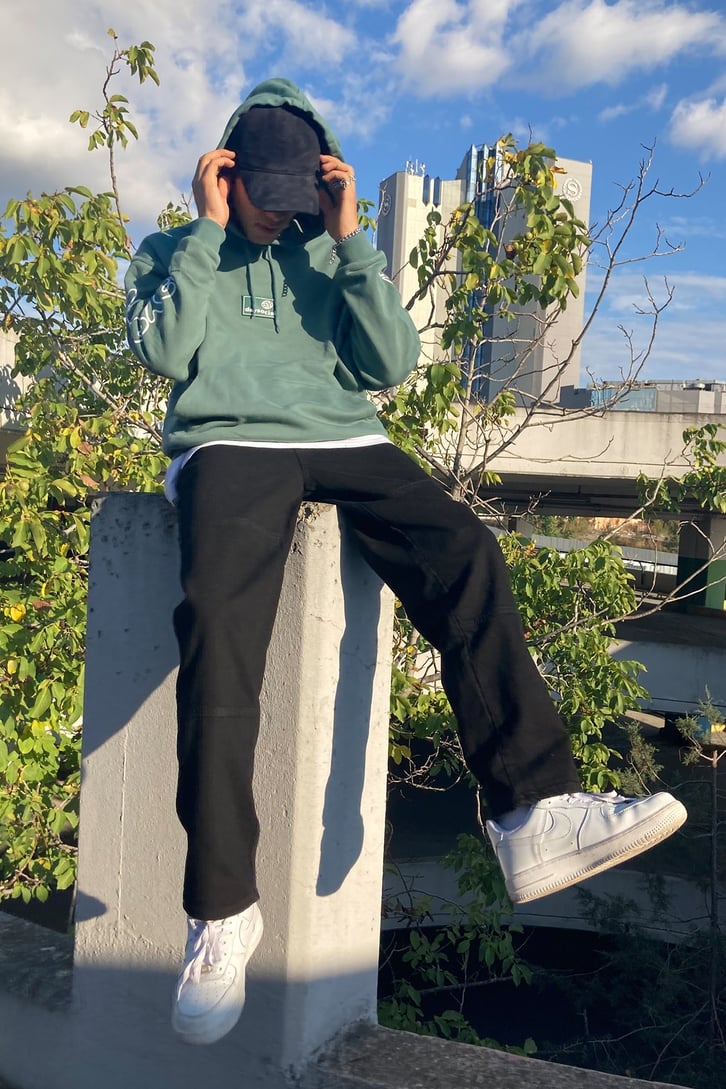 OVERISZE YEŞİL BASKILI HOODIE