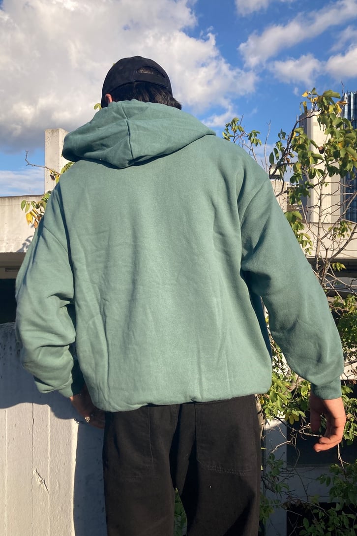 OVERISZE YEŞİL BASKILI HOODIE
