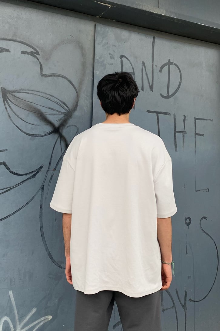Oversize Basic Açık Gri Tshirt