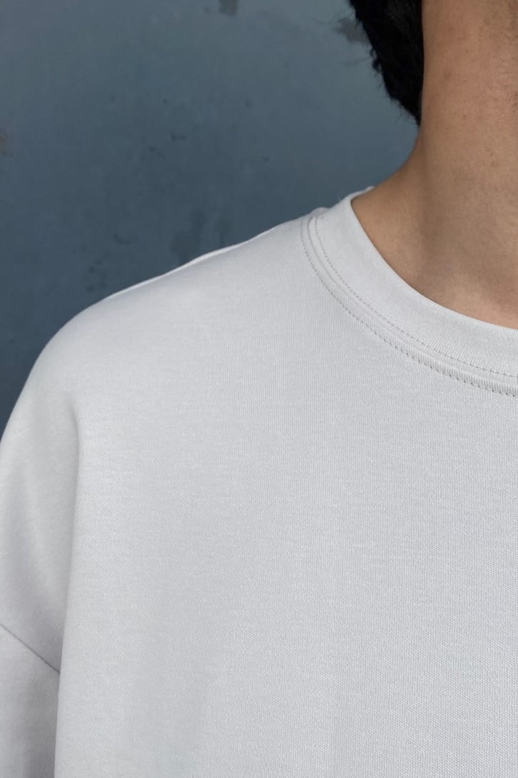 Oversize Basic Açık Gri Tshirt