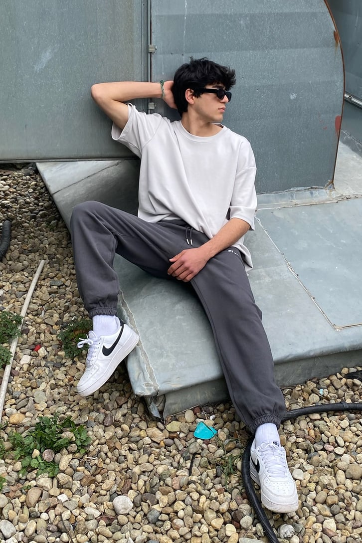 Oversize Basic Açık Gri Tshirt