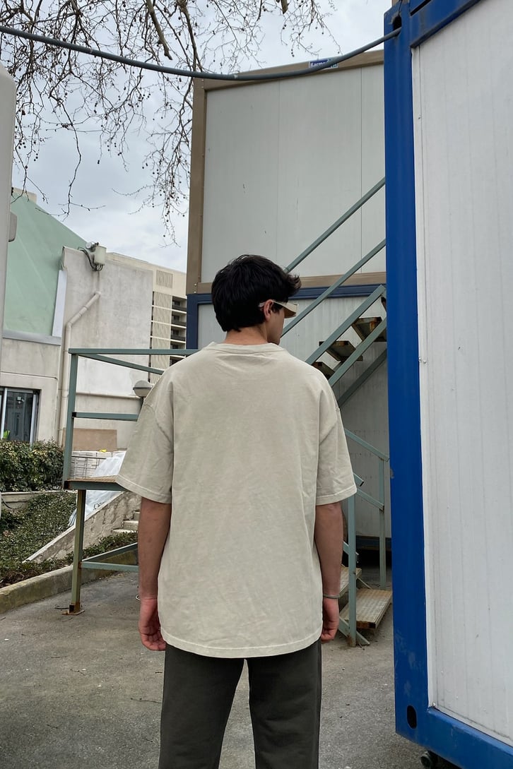 Oversize Basic Bej Tshirt