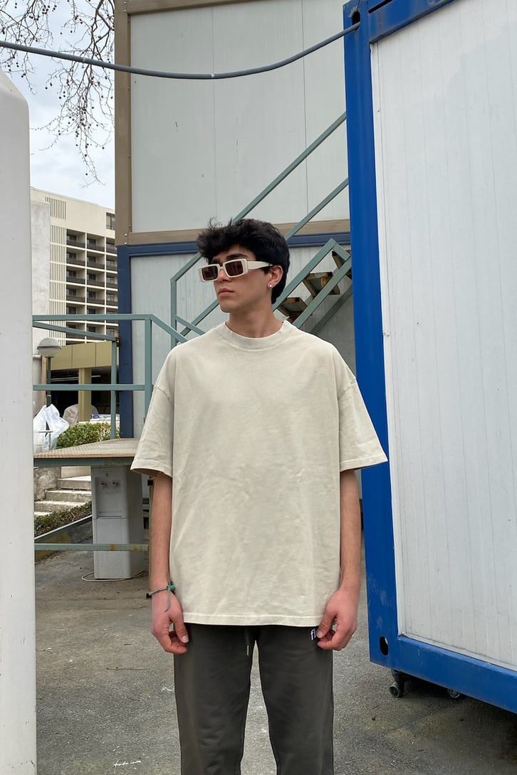 Oversize Basic Bej Tshirt