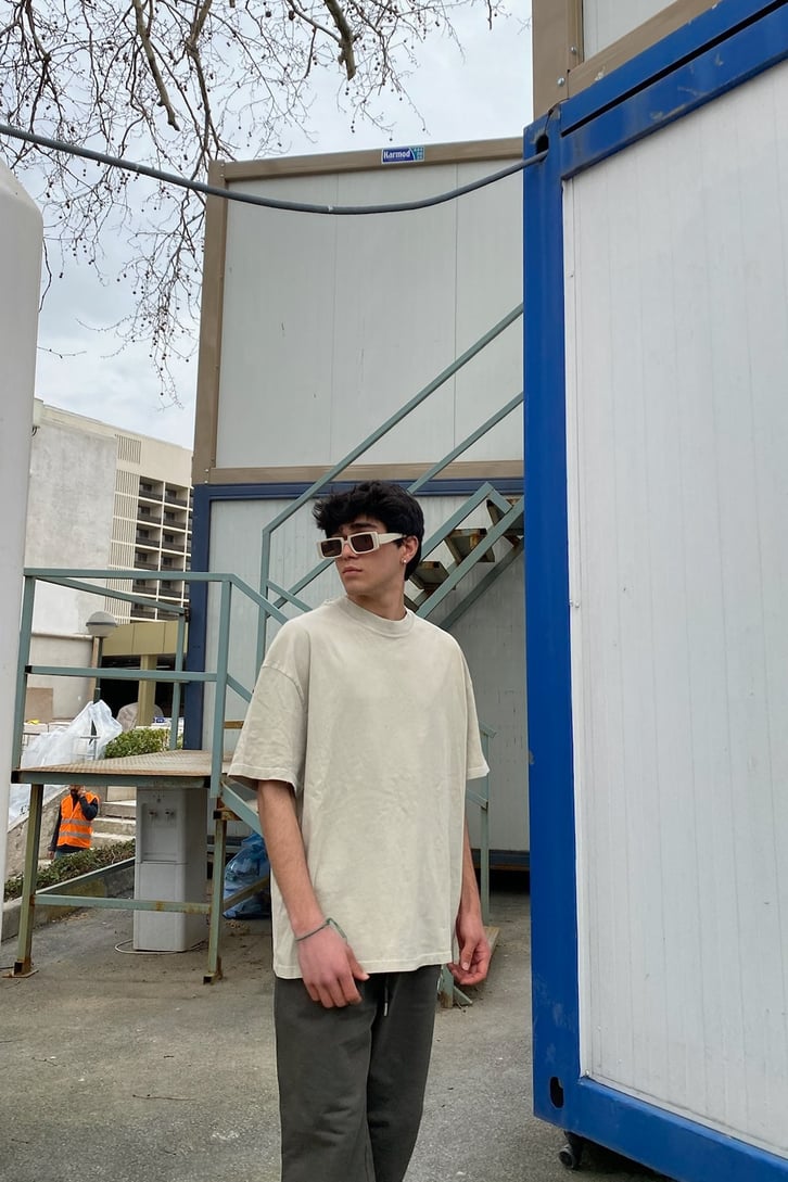 Oversize Basic Bej Tshirt