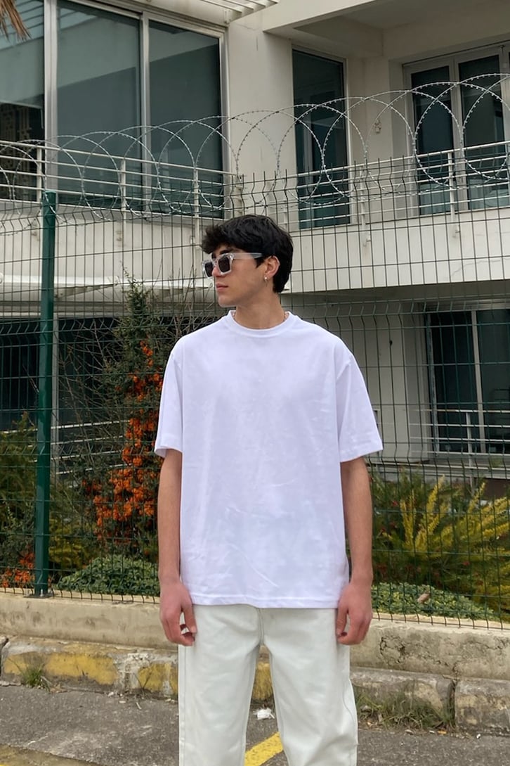Oversize Basic Beyaz Tshirt