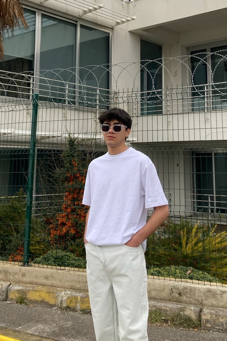 Oversize Basic Beyaz Tshirt