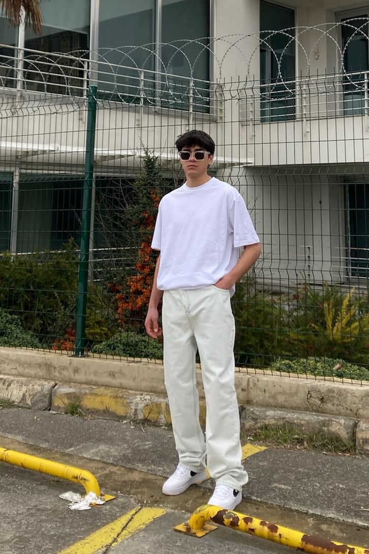 Oversize Basic Beyaz Tshirt