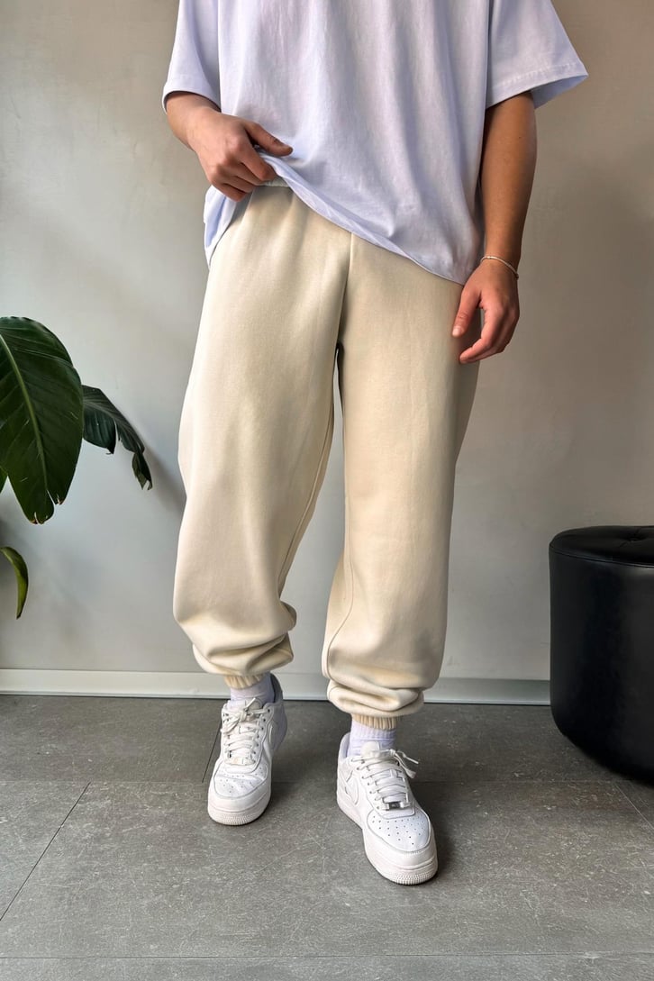 Oversize Bej Jogger Eşofman Altı