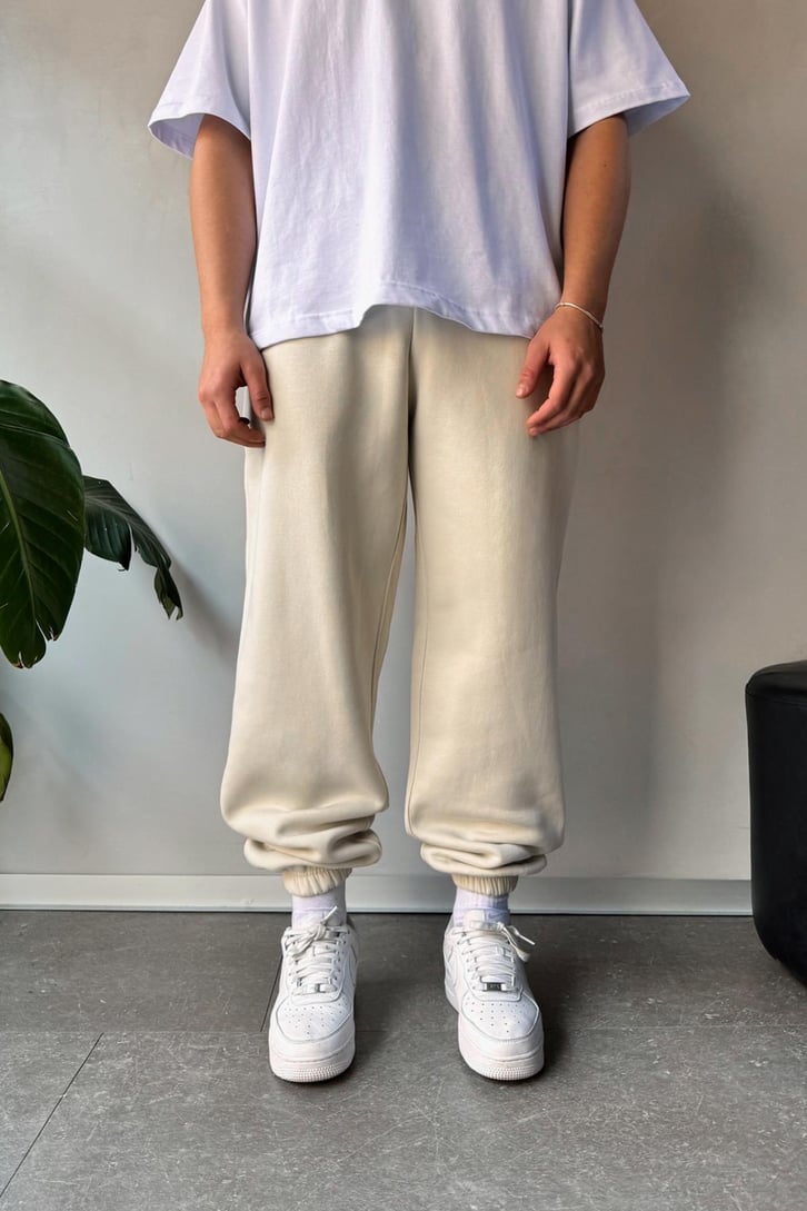 Oversize Bej Jogger Eşofman Altı