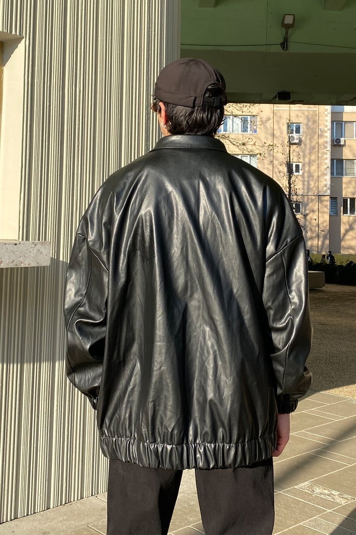 Oversize Bomber Premium Leather Jacket