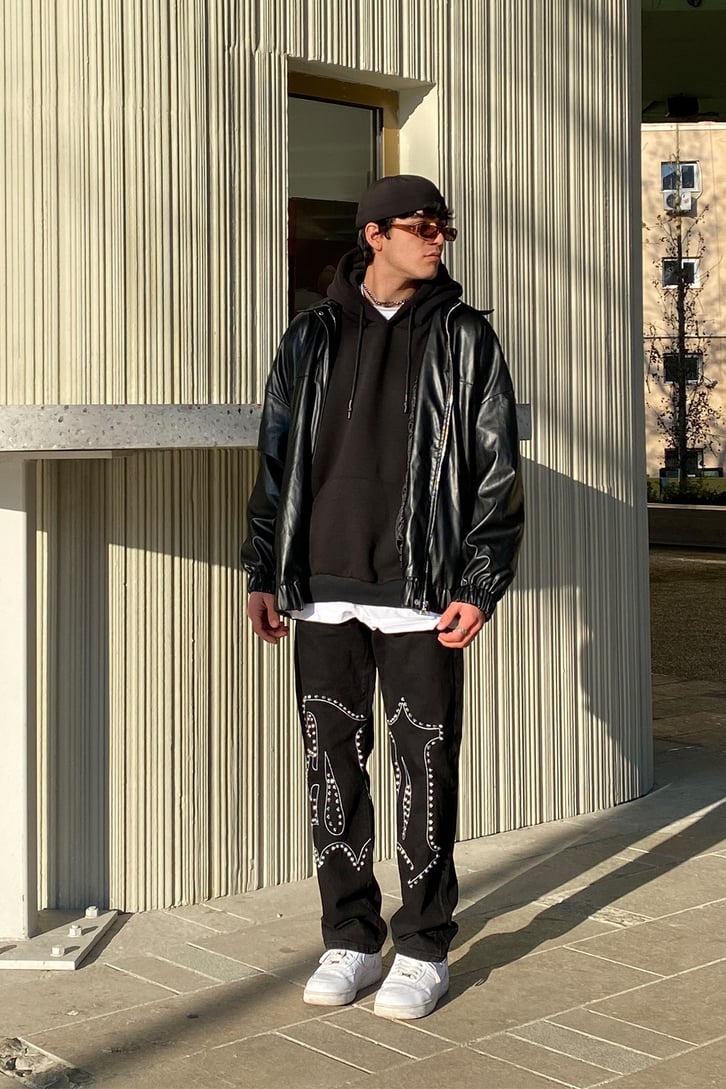 Oversize Bomber Premium Leather Jacket