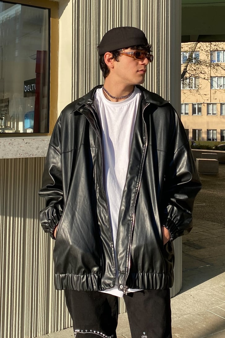 Oversize Bomber Premium Leather Jacket