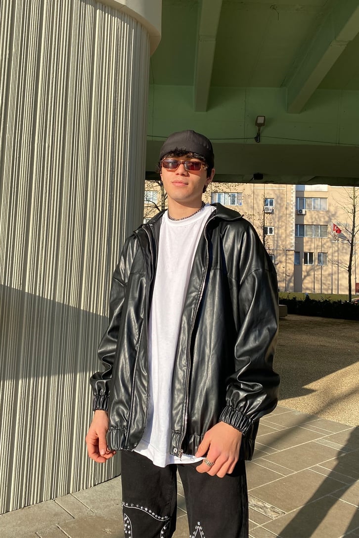 Oversize Bomber Premium Leather Jacket