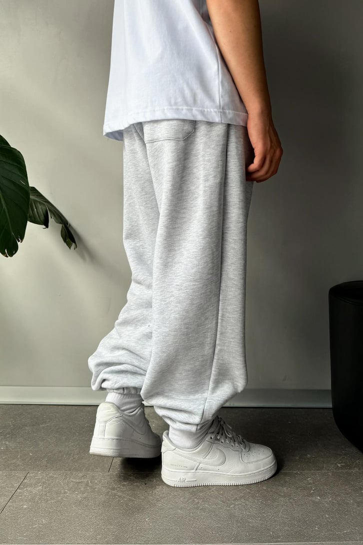 Oversize Gri Melanj Jogger Eşofman Altı