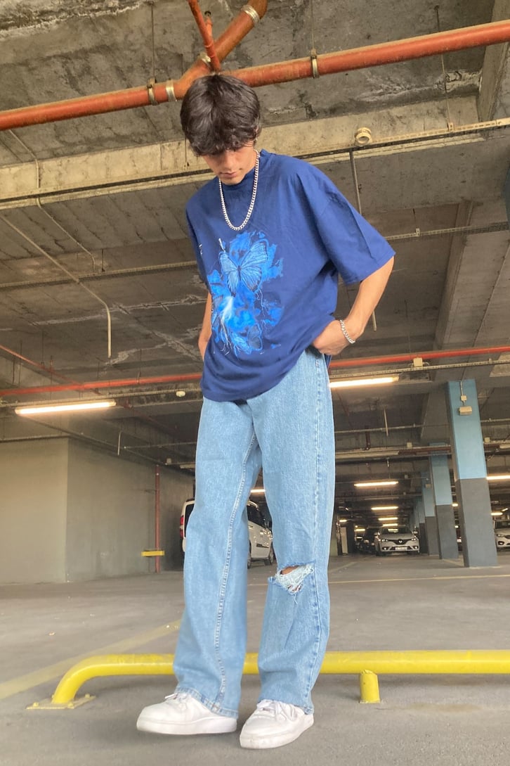 OVERSIZE KELEBEK BASKILI TSHIRT