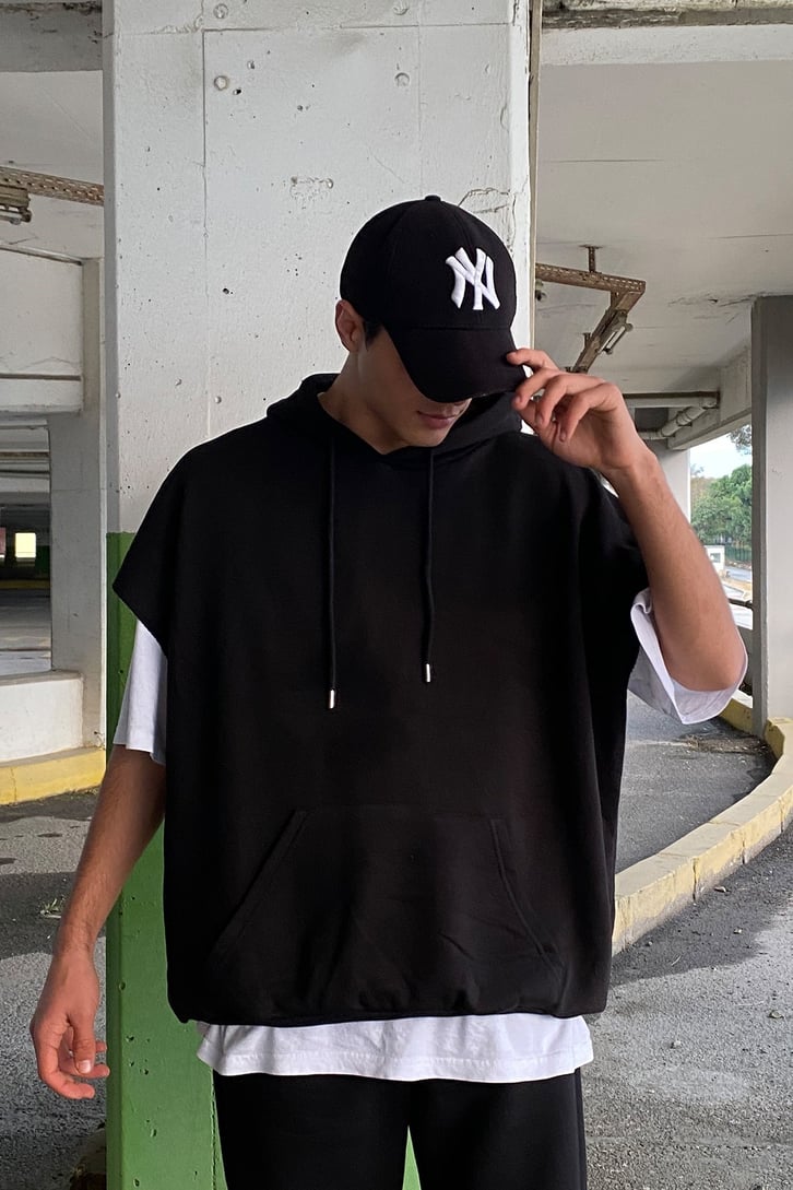 OVERSIZE KISA KOLLU BASIC HOODIE