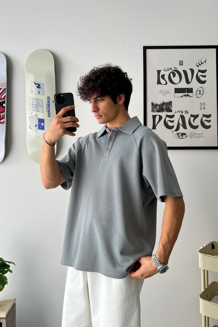 Oversize Polo Yaka Tişört