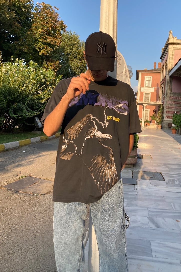 Oversize Printed Black T-shirt