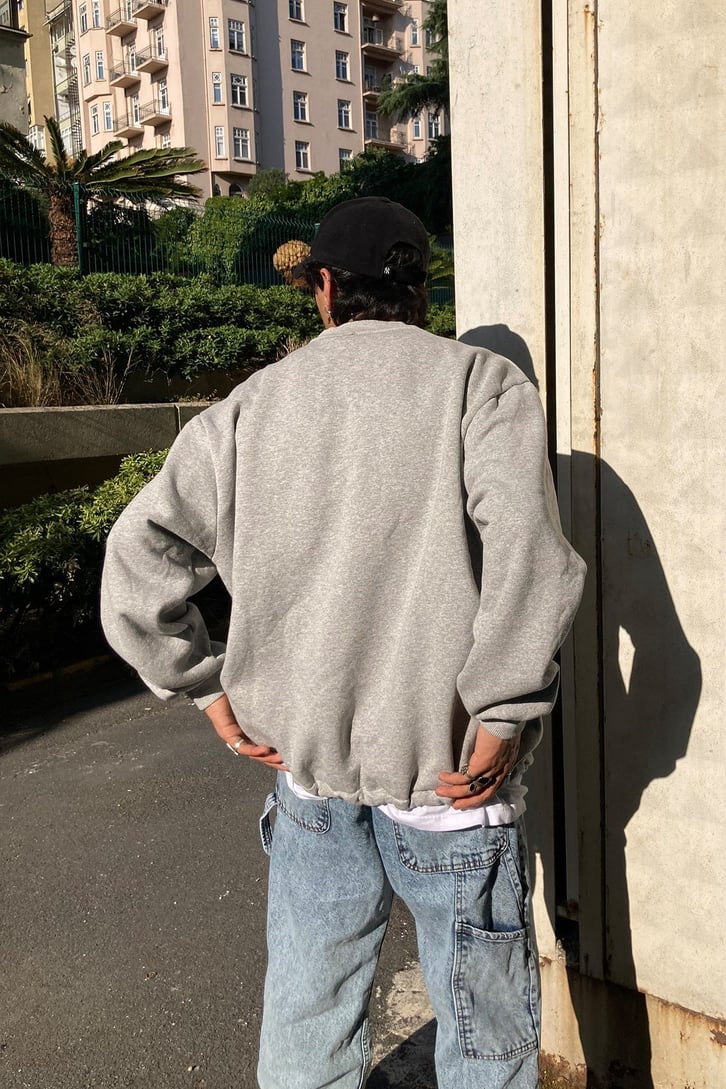 Oversize Printed Offcl LightGray Hoodie