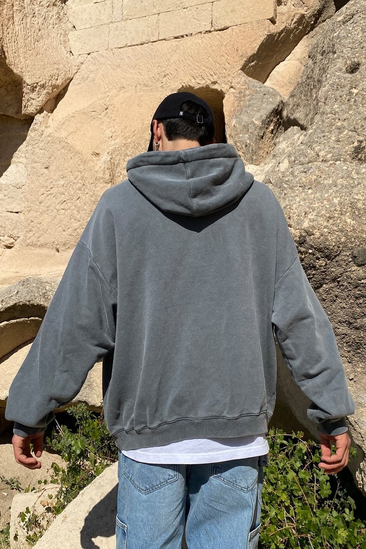 OVERSIZE YAZI İŞLEMELİ HOODIE