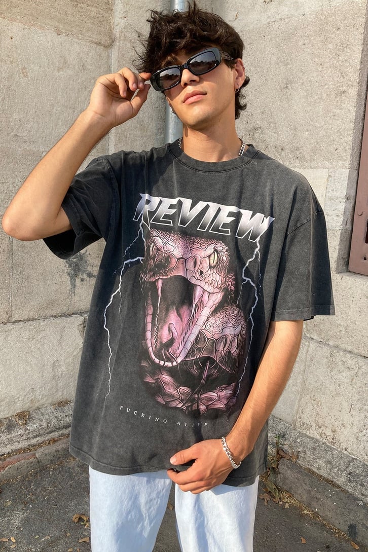 OVERSIZE YILAN BASKILI THSIRT