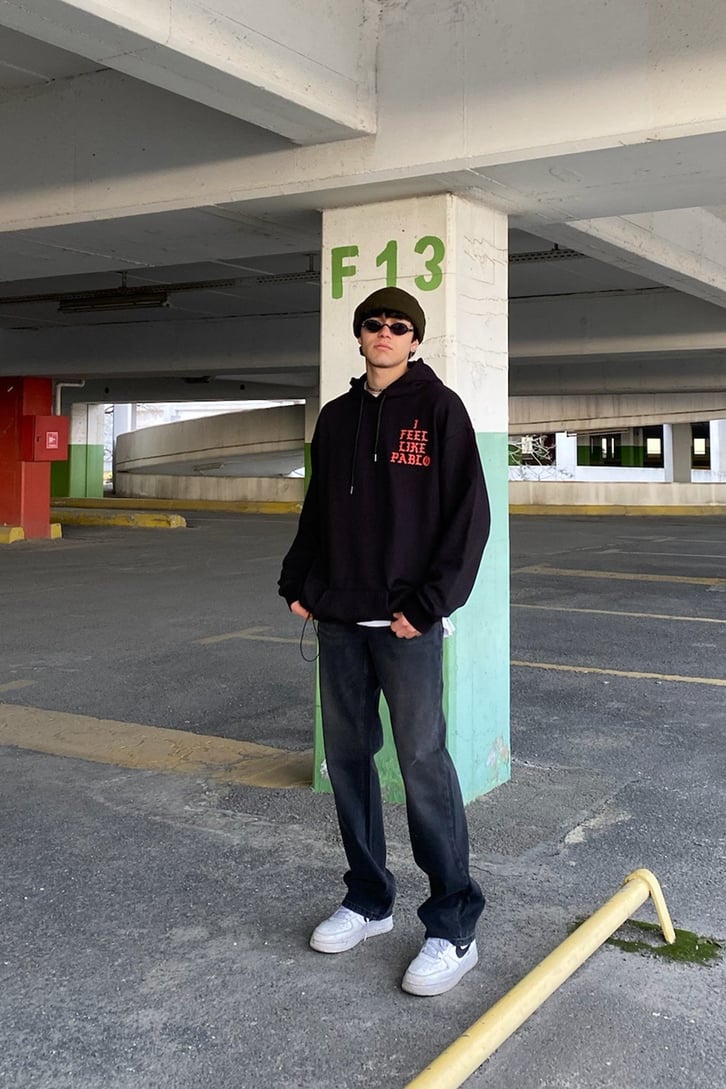 Pablo Back Printed Oversize Siyah Hoodie