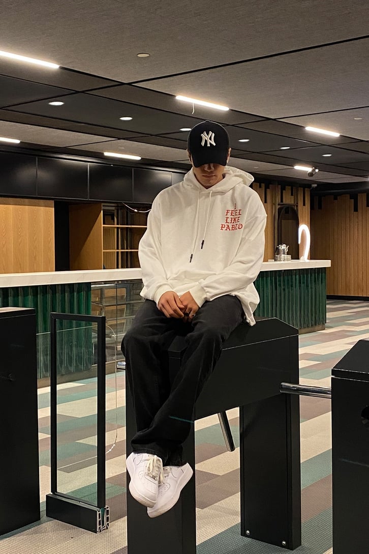 Pablo Oversize Printed Beyaz Hoodie