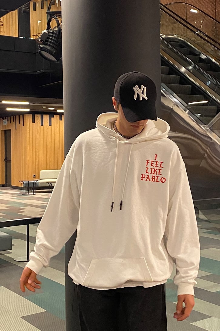 Pablo Oversize Printed Beyaz Hoodie