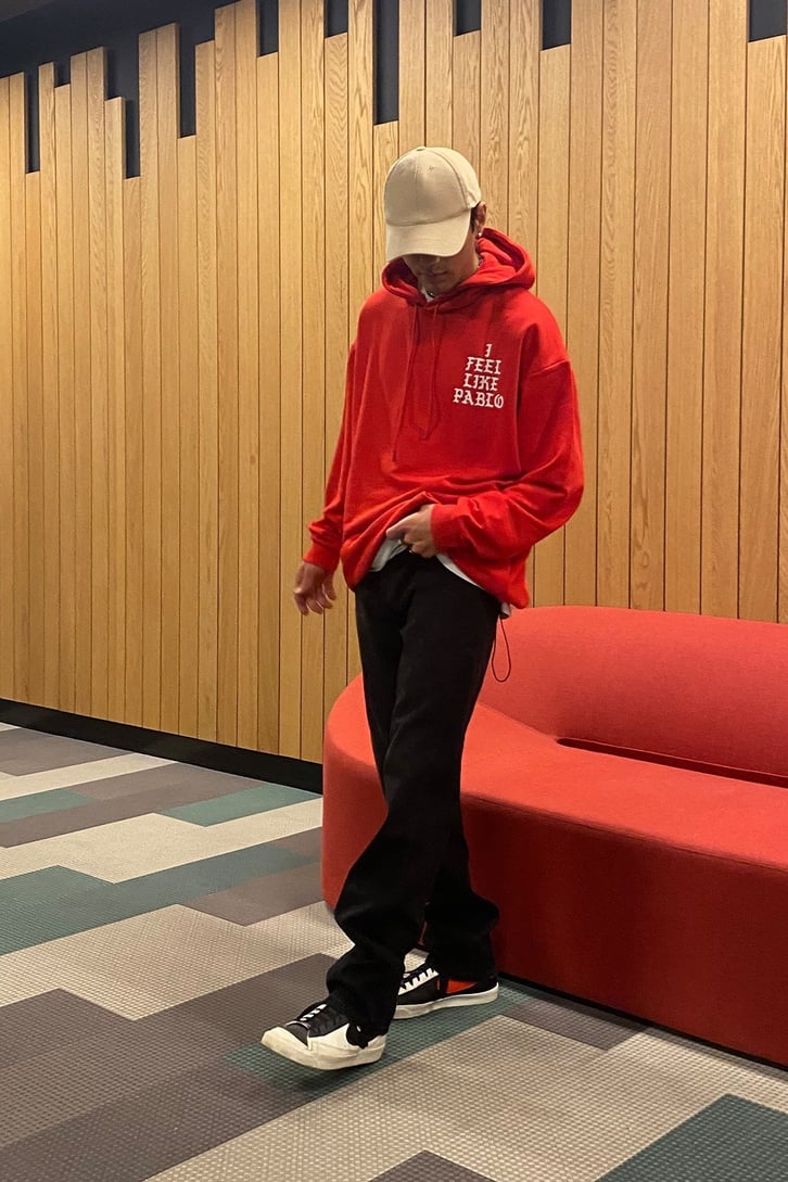 Pablo Oversize Printed Kırmızı Hoodie