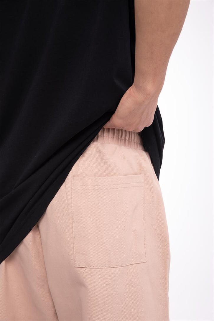 Paça İp Detaylı Bej Baggy Pantolon