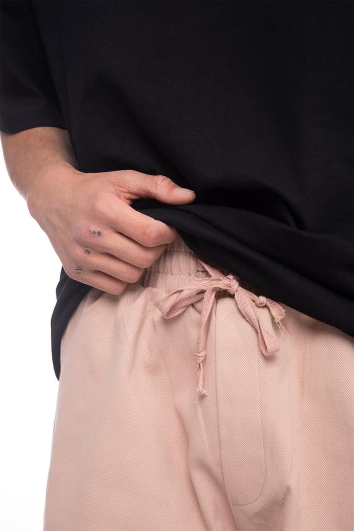 Paça İp Detaylı Bej Baggy Pantolon
