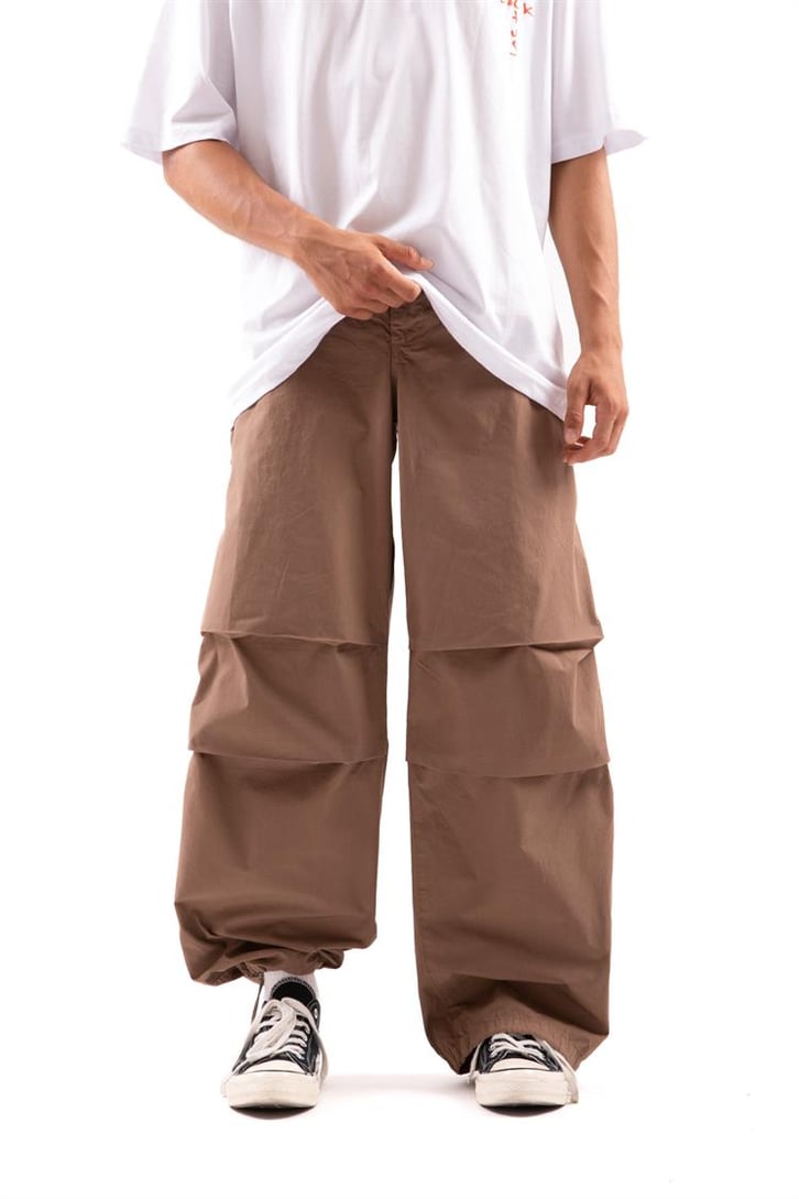 Paça Lastikli Beyaz Paraşüt Pantolon