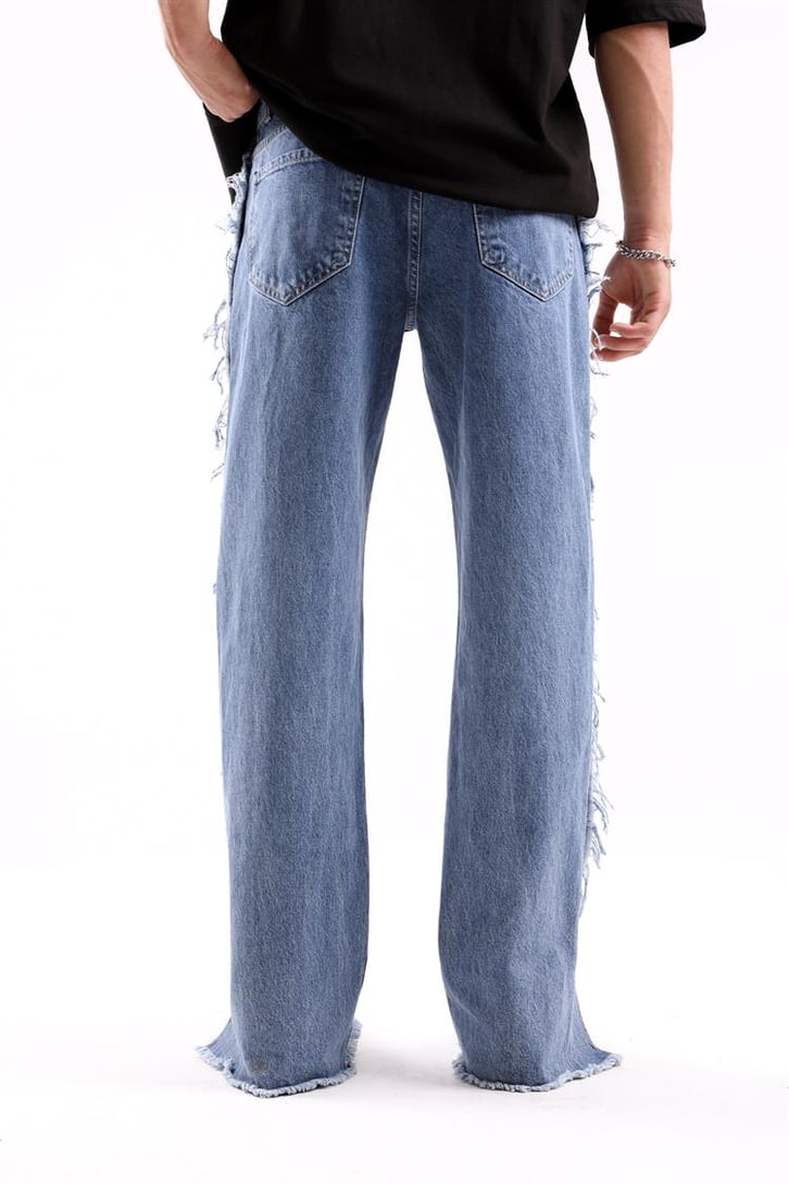 Paçası Yırtmaç Detay Baggy Pantolon