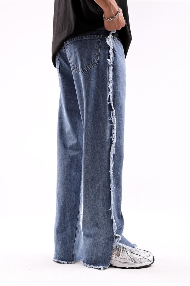 Paçası Yırtmaç Detay Baggy Pantolon