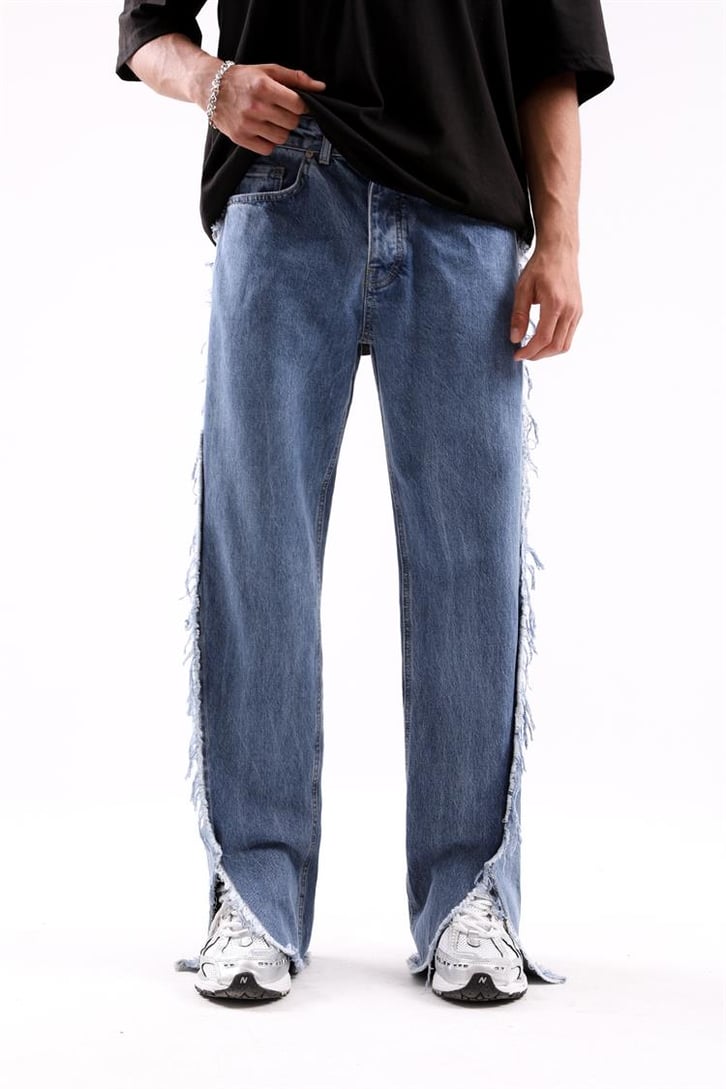 Paçası Yırtmaç Detay Baggy Pantolon