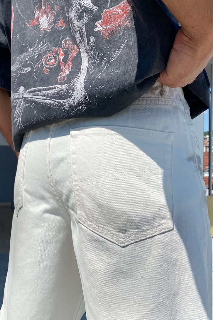 Paint Detail Ekru Baggy Jean