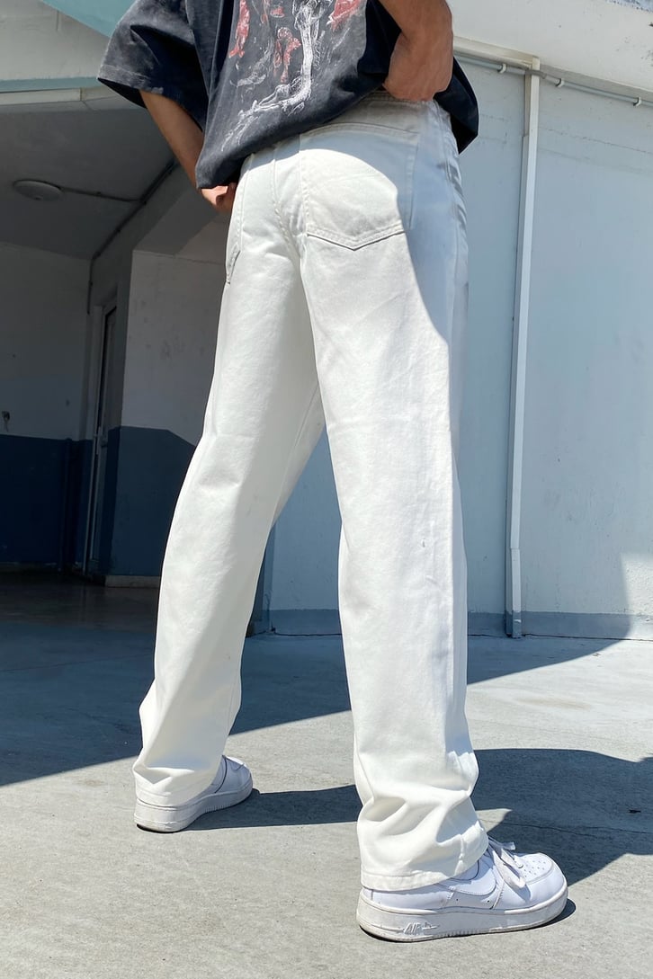 Paint Detail Ekru Baggy Jean