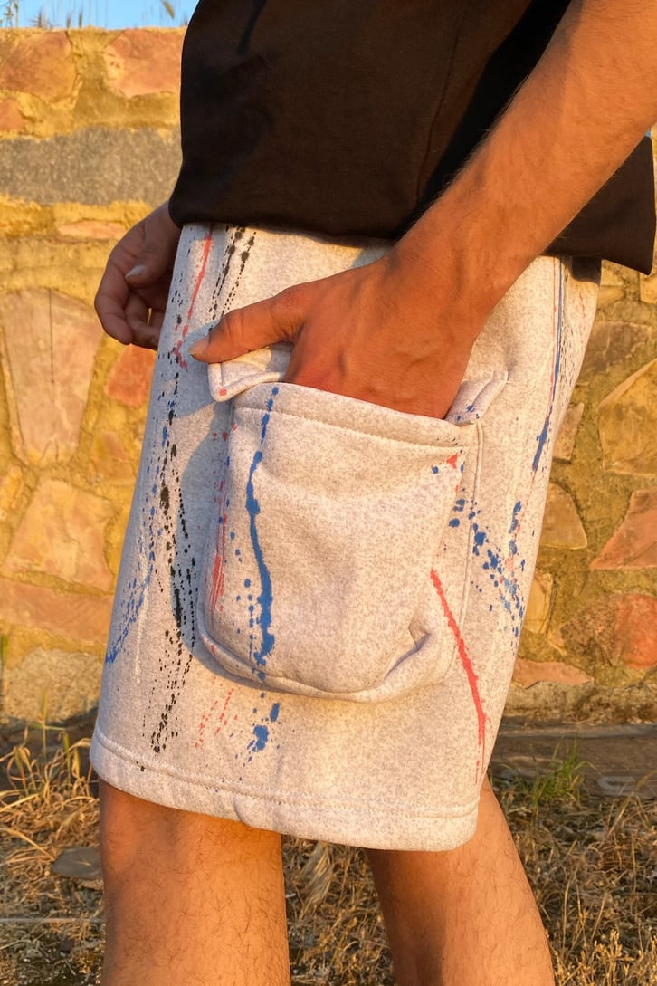 Paint Splash Gri Şort