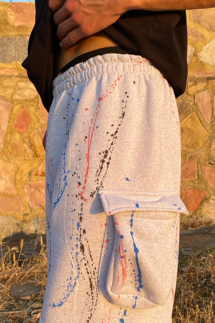 Paint Splash Gri Şort