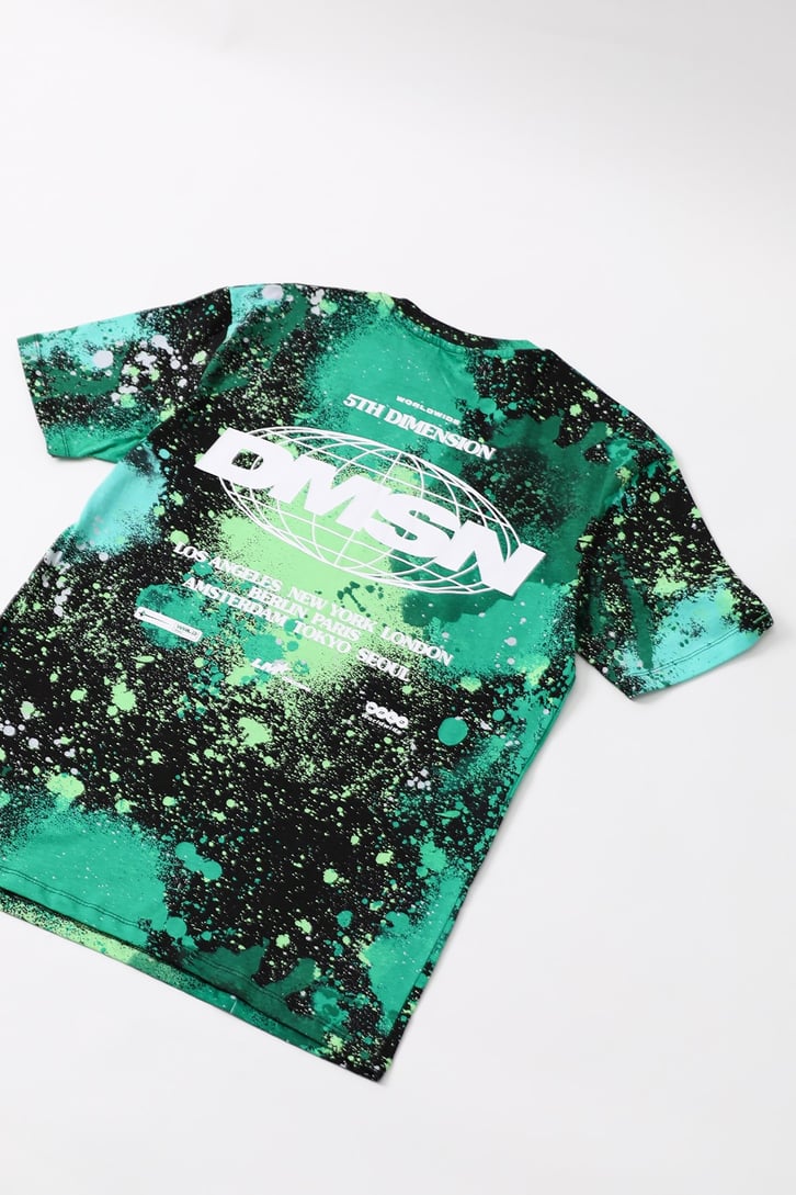 Paint Splash Yeşil Oversize Tshirt