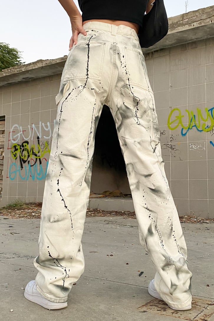 Painted Krem Baggy Jean