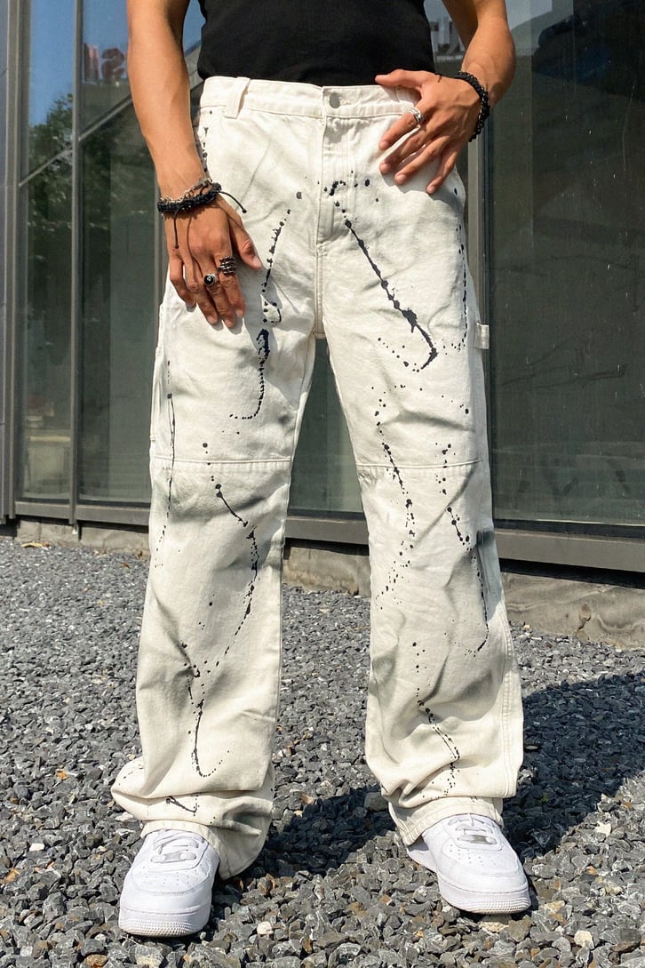 Painted Krem Baggy Jean