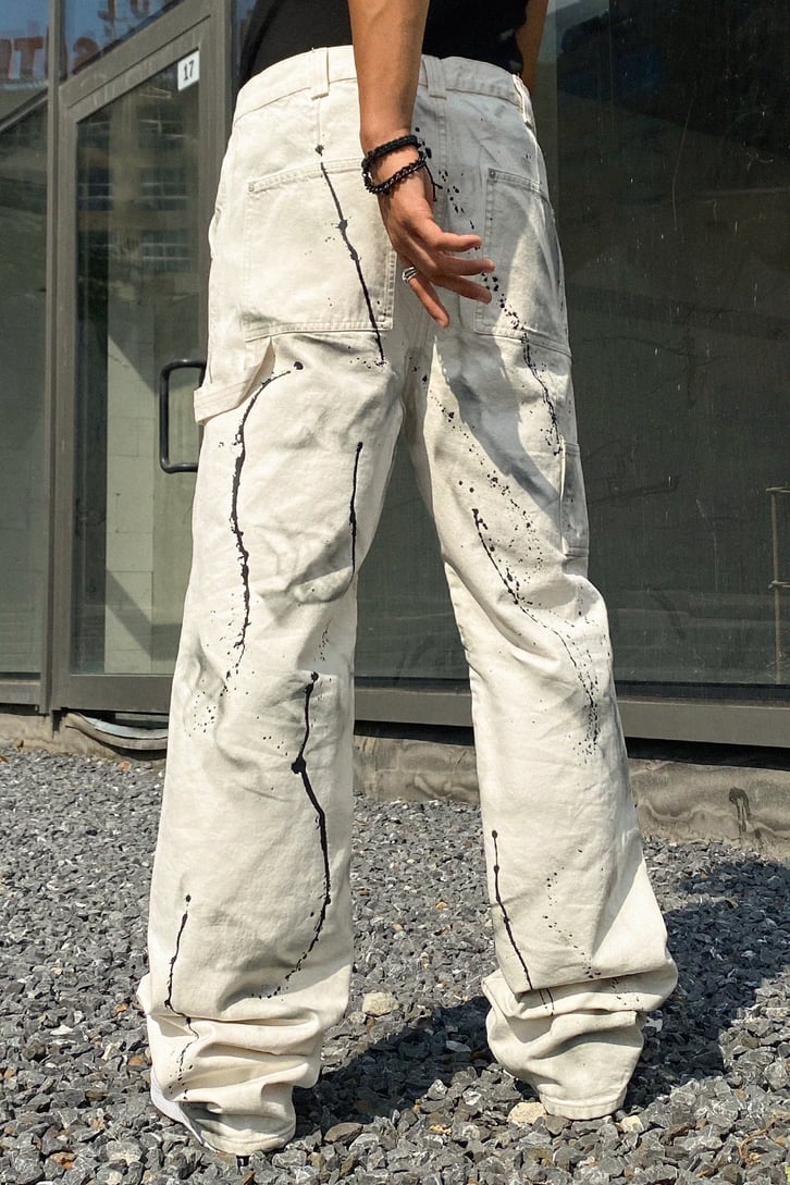 Painted Krem Baggy Jean