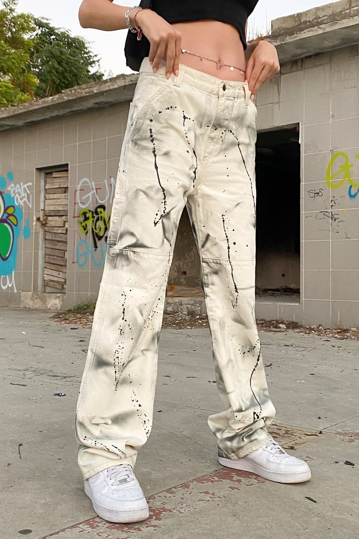 Painted Krem Baggy Jean