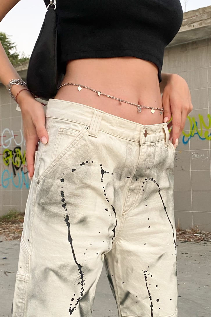 Painted Krem Baggy Jean